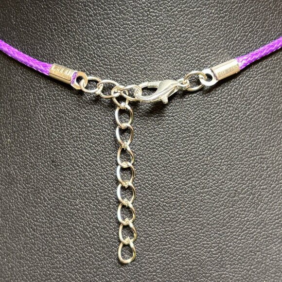 🌈 sale! 🌈 NEW Purple & pink enamel dragonfly necklace w purple woven neck cord - Picture 4 of 6